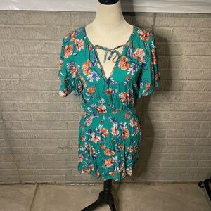 Jack BB Dakota Green Floral Wrap Tie front Dress Size Small